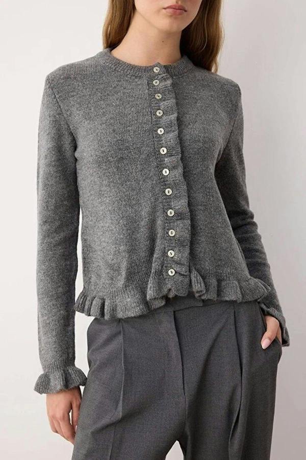 WOVCOR Soft Textured Knit Cardigan with Button Details