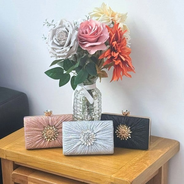 Love EMVY Petal Radiance Floral Clutch Sparkle Evening Bag