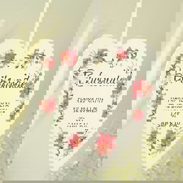 Personalised Memento Company Personalised Floral Sentimental Wooden Heart Decoration