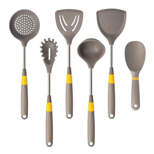 Anygleam 5pcs Cooking Utensil Set Khaki Heat Resistant Spatula Kit Rice Paddle Scoop Kitchen Accessories for Nonstick Cookware