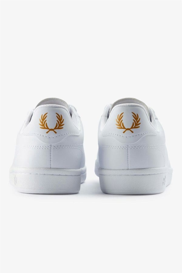 Fred Perry B721 Leather Men's White/Metallic Gold Trainers