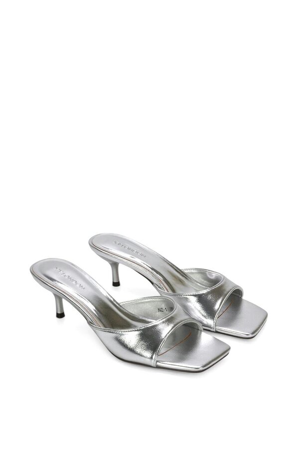 XY LONDON Square Toe Kitten Heel Slip On Heeled Sandal Mules