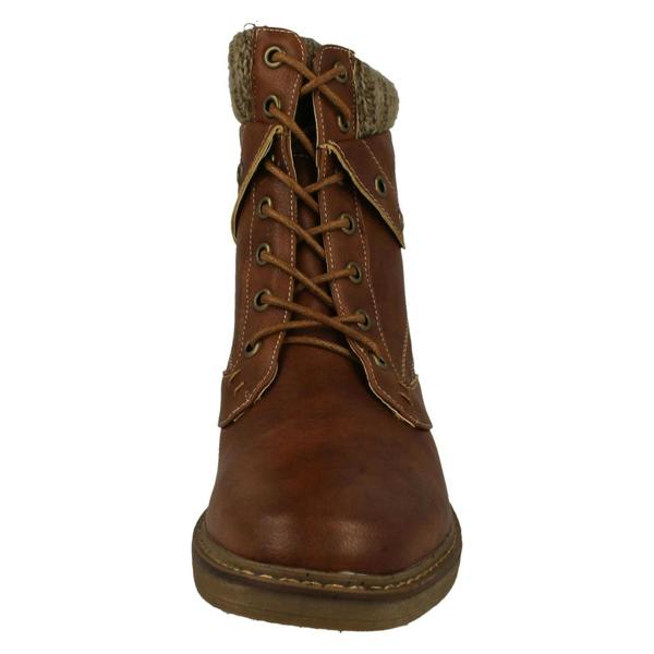 Spot On Ladies Spot On Knitted Cuff Ankle Boots F4447