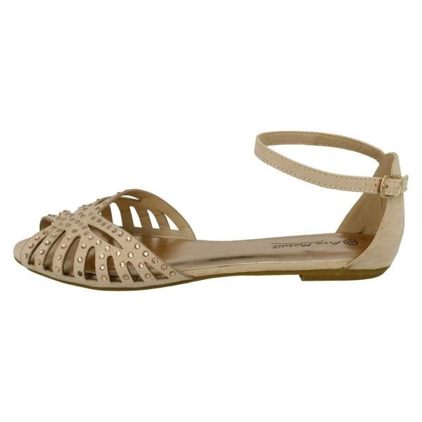 Anne Michelle Ladies Anne Michelle Flat Diamante Trim Sandals