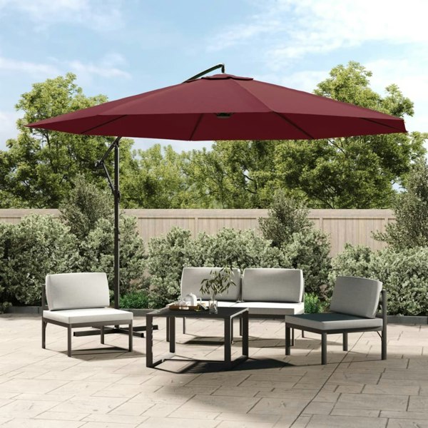 Berkfield Cantilever Umbrella with Aluminium Pole 350 cm Bordeaux Red