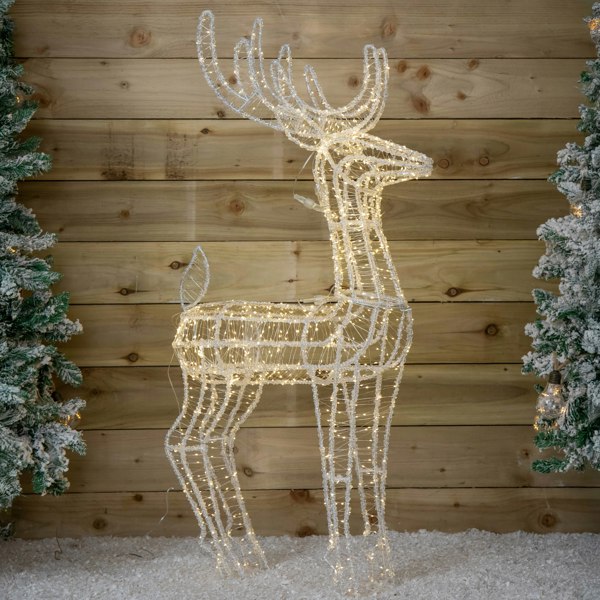 Samuel Alexander 1.03m Light up Acrylic Christmas Reindeer Decoration with 1040 Warm White LEDs