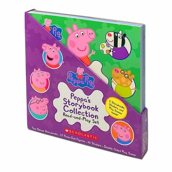 Peppa Pig Storybook Collection Read & Play Set includes 2 Storybooks, Stickers & Play Scenes Inside