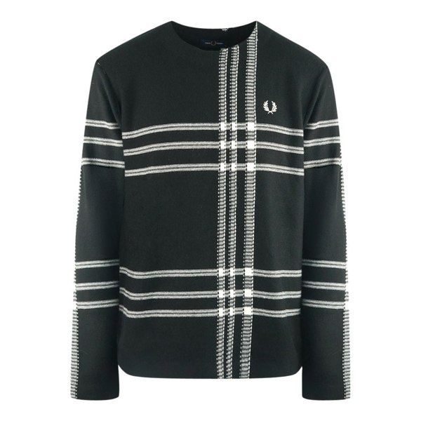 Fred Perry White Tartan Jumper - Black