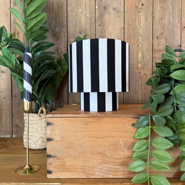 Love Frankie Black & White Striped Portable Glow Lamp