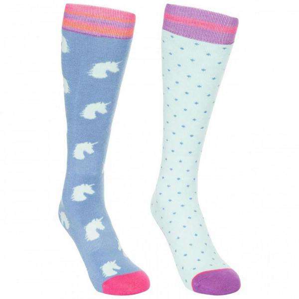 Trespass Kids/Childrens Replicate Ski Tube Sock (Pack Of 2) - Bluebell/Aqua - 