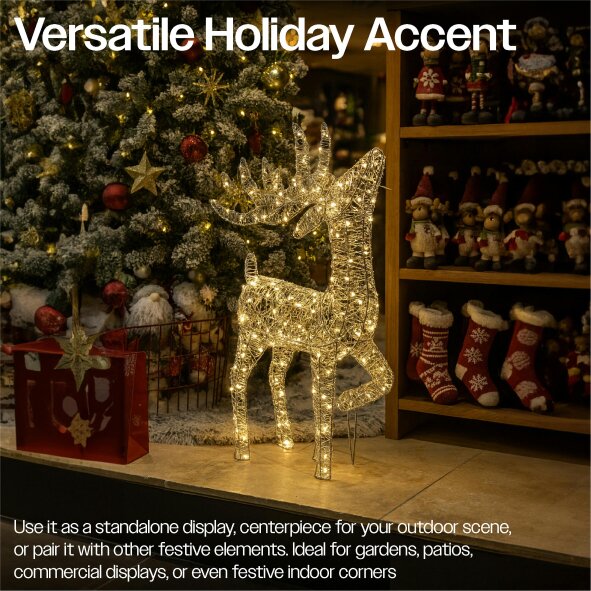 Scotts of Stow Xmas Haus 60CM Silver LED Christmas Festive Holiday Deer