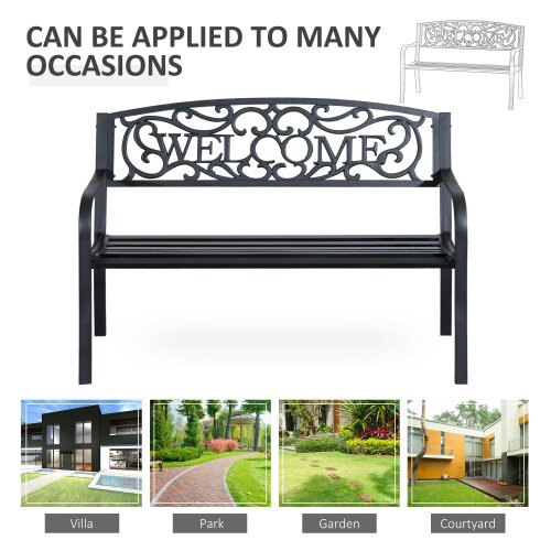 Wyld Haus Rolare 126cm Steel Black Outdoor Garden Bench