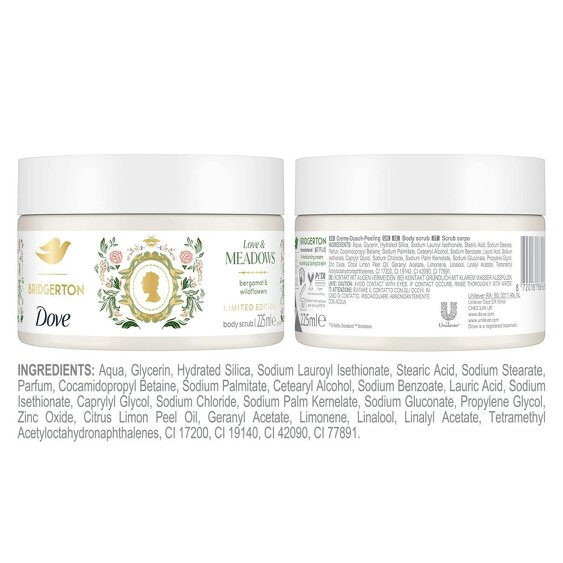 Dove Bridgerton Body Scrub - Love & Meadows Exfoliator Scrub 225ml 4 Pack