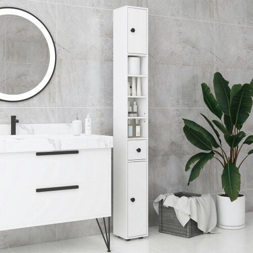 Wyld Haus Lakeva Extra Tall Slim Bathroom Storage Cabinet With Multi Layer Internal Compartments White