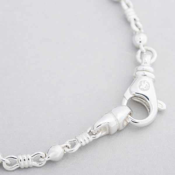 T. H. Baker Argentium Silver 7.5 Inch Ball And Knot Chain Bracelet ARG-943026-7.5