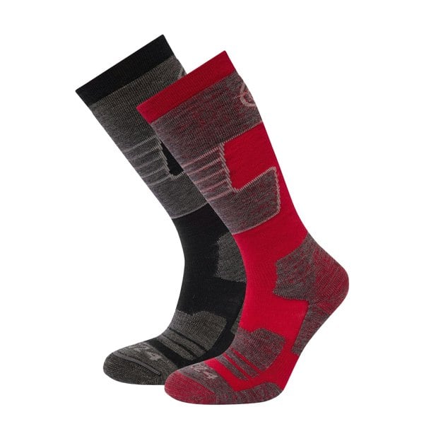 TOG24 Mens Linz Ski Socks (Pack of 2) - Black/Chilli Red