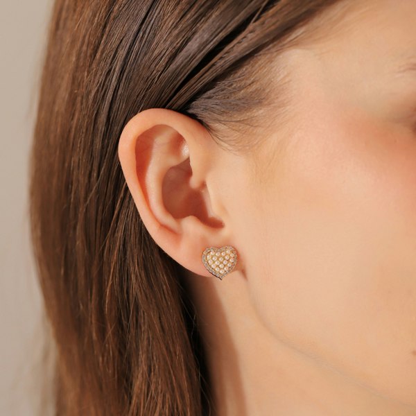 Gold Trip Pearl Heart Clip On Earrings