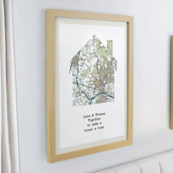 Personalised Map Home Framed Print - close-up detail
