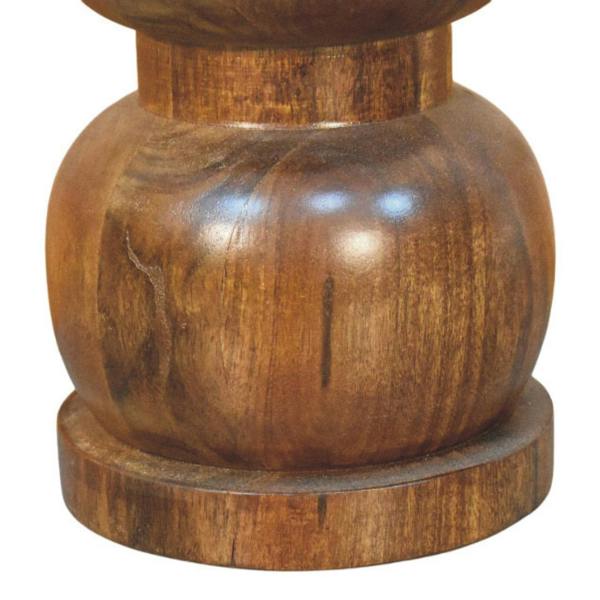 Artisan Furniture Solid Wood Marble Top Bulla Side Table, Brown
