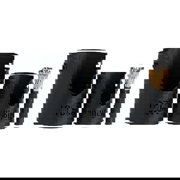 Hill Interiors Three Piece Fire Wood Bucket Set - Black - 