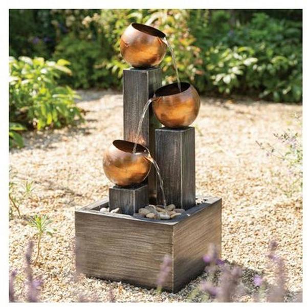 Tranquillity Water Features Three Copper Bowls Modern Metal Water Feature