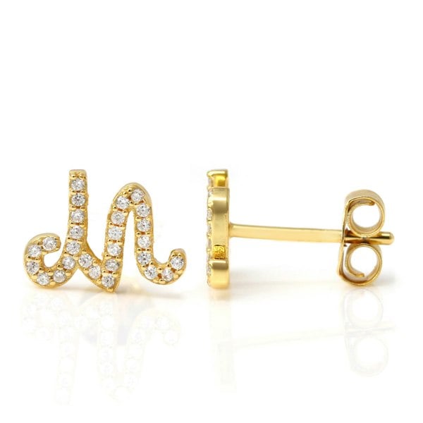 Say It With Luxe CZ Initial Earrings - Yellow Gold Plated