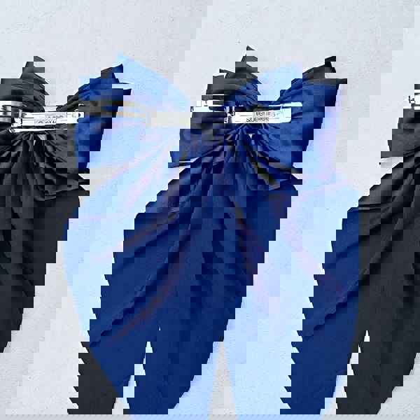 Navy Satin Hair Bow Navy Hair Clip Long