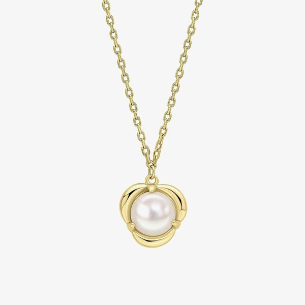 T. H. Baker 9ct Yellow Gold Petal Set Freshwater Pearl Necklace GN416W