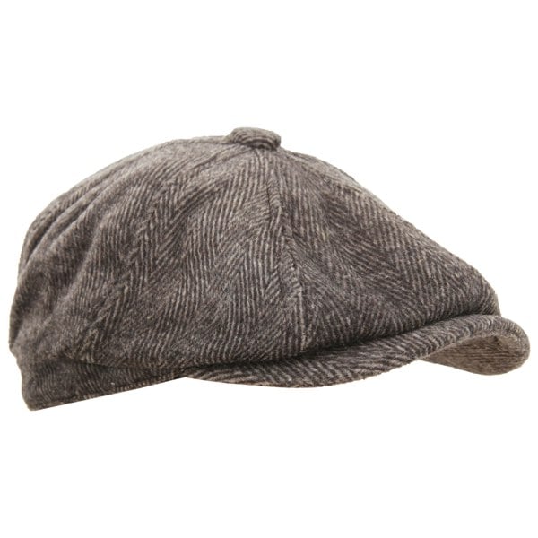 Universal Textiles Mens 8 Panel Wool Blend Newsboy Cap - Brown