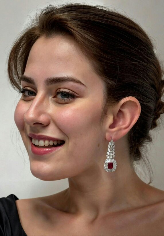 Latelita Countess Gemstone Drop Earrings Ruby Silver