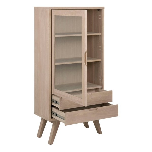 Furniture To Go A-Line Display Cabinet with 2 Drawers and 2 Shelves in White Oak