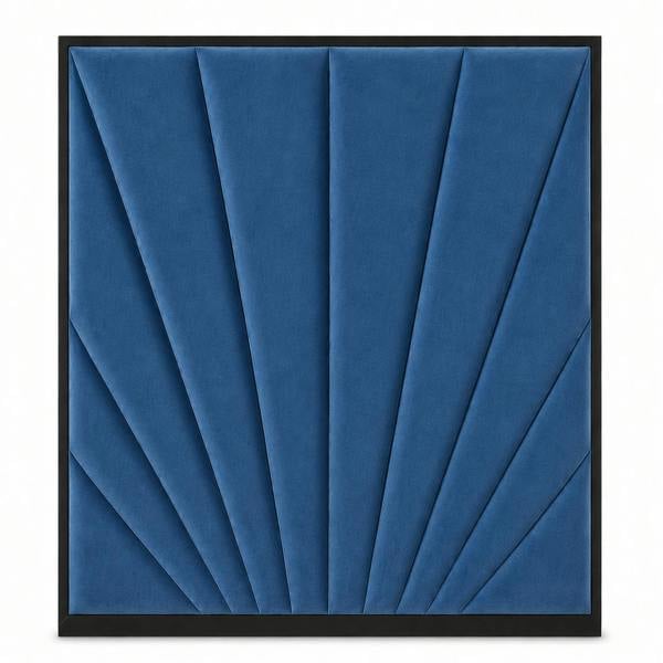 Great British Beds Mercer Headboard Contrast Piping - Blue Plush