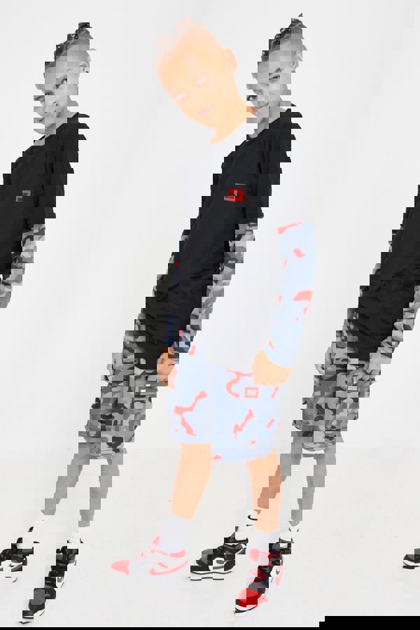 Beat Boyz Club Doublo Boys Long Sleeve T-Shirt – Black & Red Pop Camo