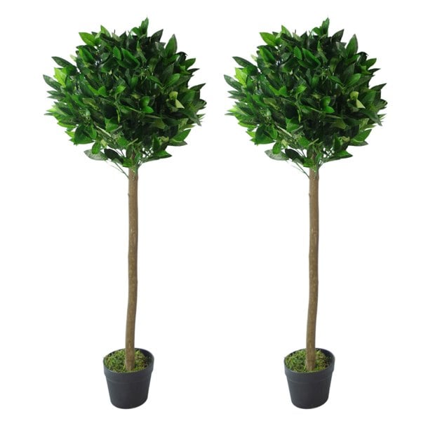 Leaf 120cm Leaf Design UK Pair of Artificial Bay Topiary Ball Trees