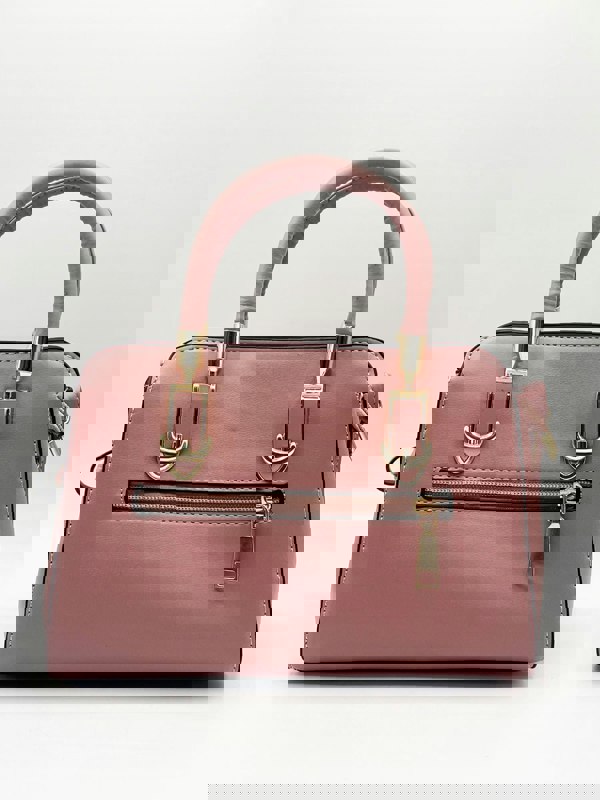 SVNX Embroidered Floral Rounded Grab Bag in Pink