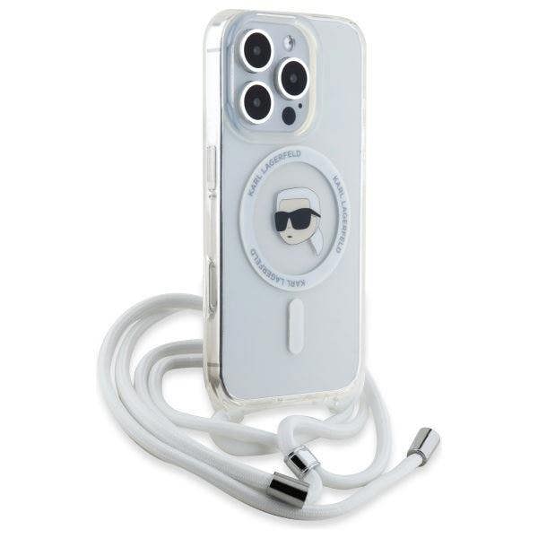 Karl Lagerfeld Crossbody IML Karl Head Case with Magsafe for iPhone 16 Pro Max 6.9" Clear - KLHMP16XHCKHNT
