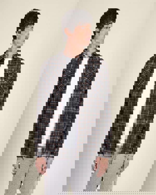 Larsson & Co Navy Check Jersey Casual Overshirt