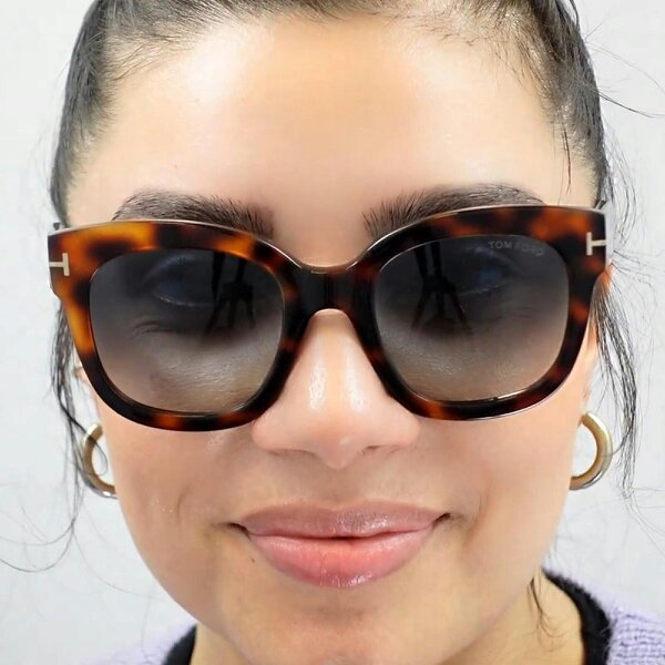 Tom Ford Sunglasses Beatrix FT0613 52B Leopard Havana Blue Gradient