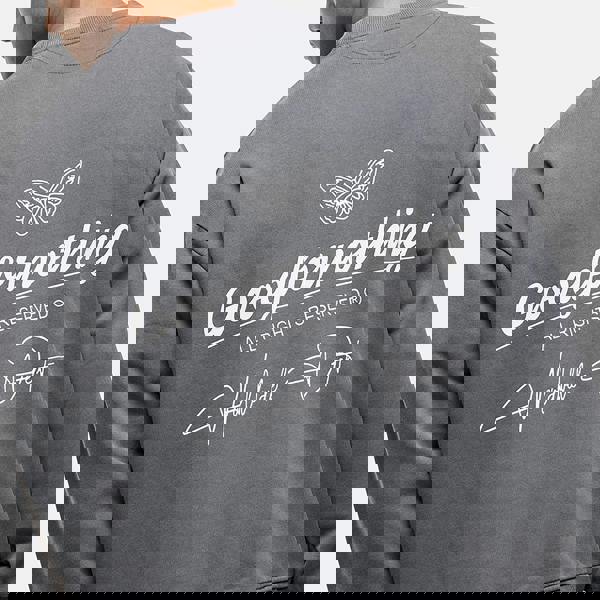 Good For Nothing Grey Graphic Back Print Crew Neck Sweatshirt - Grey Image 5