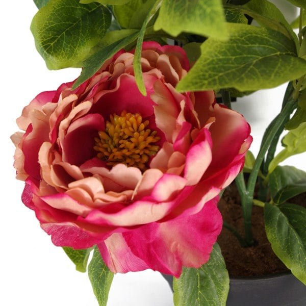 Leaf 52cm Artificial Peony Plant Pink