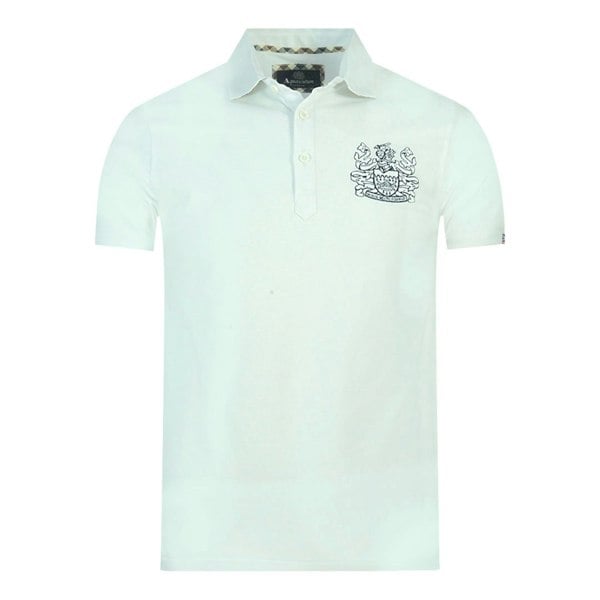 Aquascutum Aldis Crest Chest Logo Polo Shirt - White