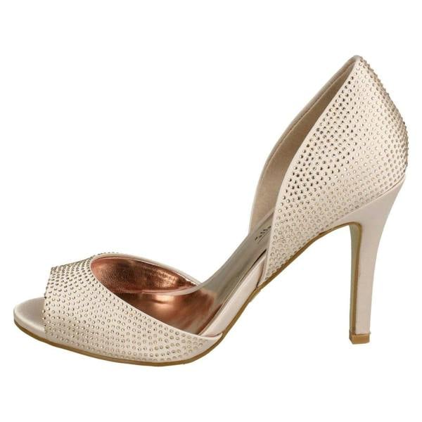 Anne Michelle Ladies Anne Michelle Diamante Peep Toe High Heels