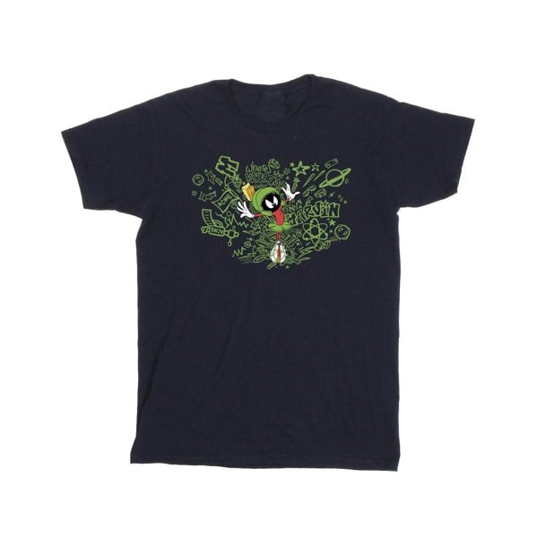 Looney Tunes Mens ACME Doodles Marvin Martian T-Shirt - Navy Blue