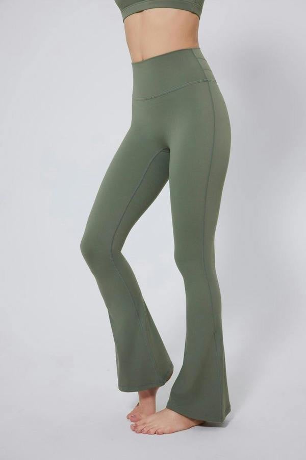 Anniou High Waisted Bootcut Leggings - green