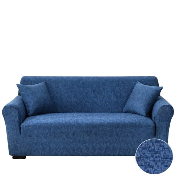 Anyhouz Anyseat 4 Seater Sofa Cover Plain Blue Style and Protection For Living Room Sofa Chair Elastic Stretchable Slipcover