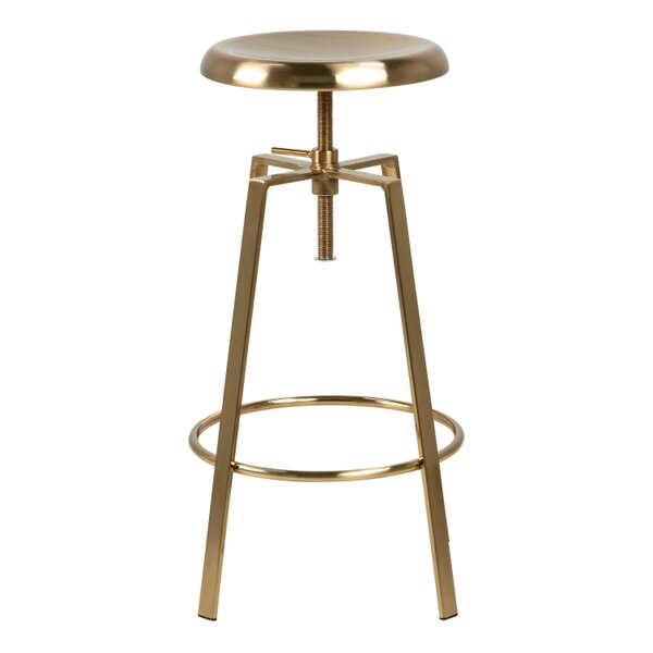 Wyld Haus Hobart Gold Brushed Steel Bar Stool With Adjustable Height