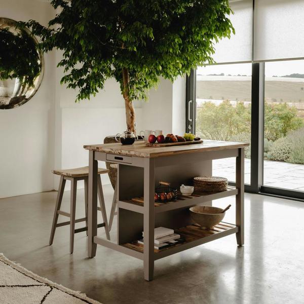 Statement Furniture Florence Breakfast Bar Kitchen Island with Shelves