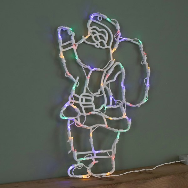 Samuel Alexander 44cm Battery Powered Light up Hanging Christmas Santa with Multi-Coloured  Multi-Action LEDs