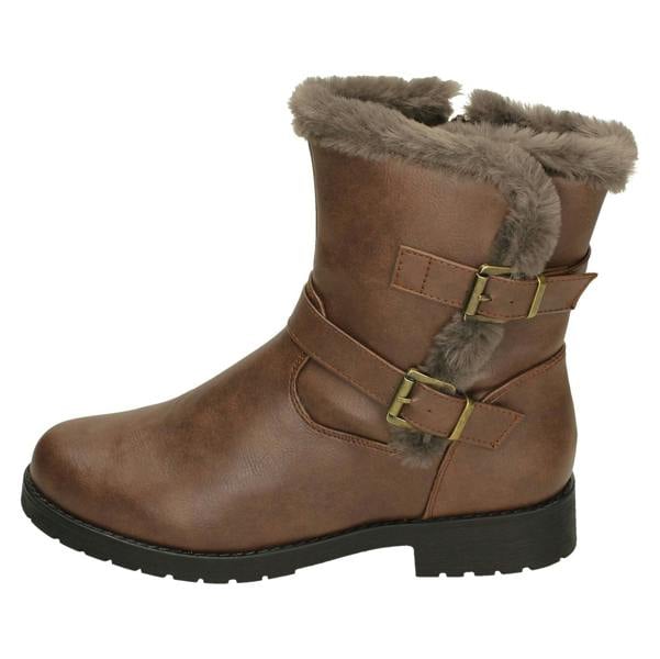 Spot On Ladies Spot On Buckle Detailed Ankle Boots F4451