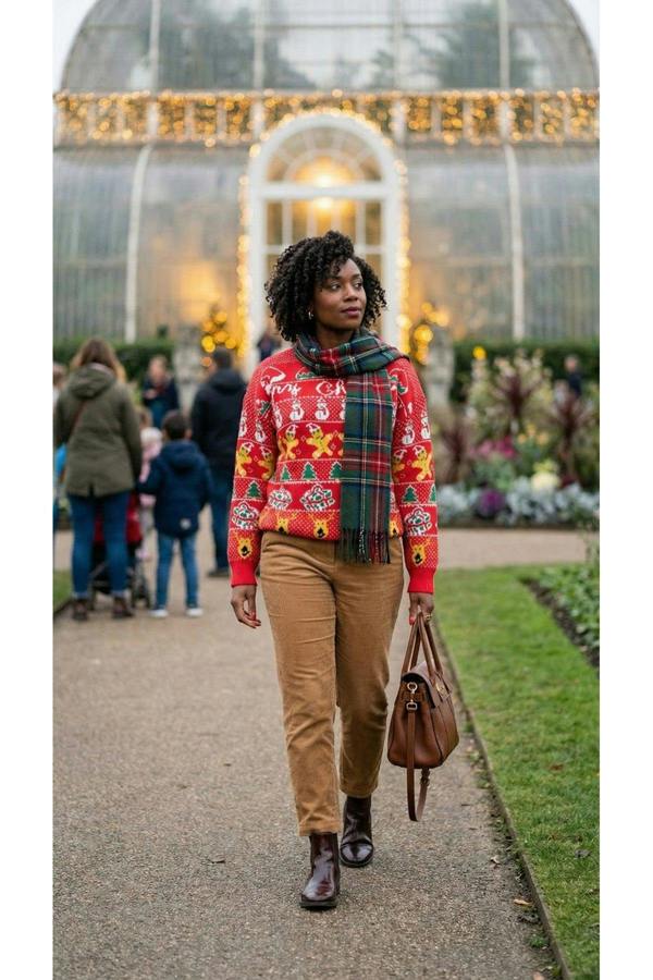 Zailie Christmas Pattern Knitted Jumper - Red